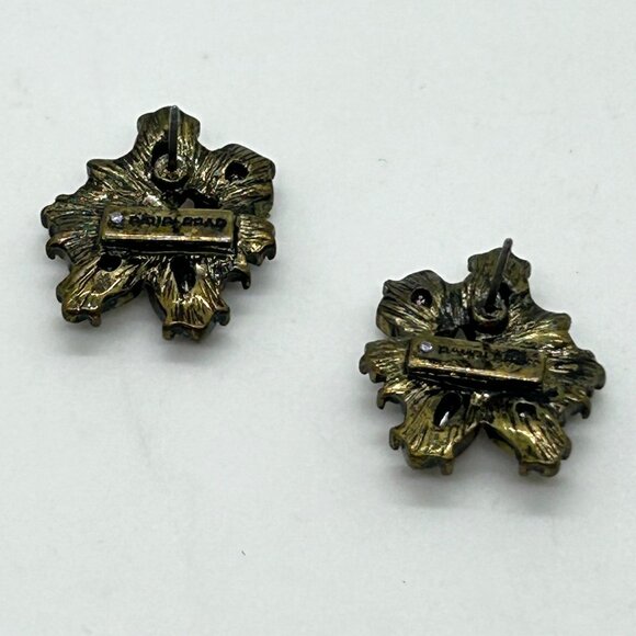 Rhinestone Floral Stud Earrings, BaubleBar Pink & Clear Gun Metal Tone Pierced - Picture 8 of 13